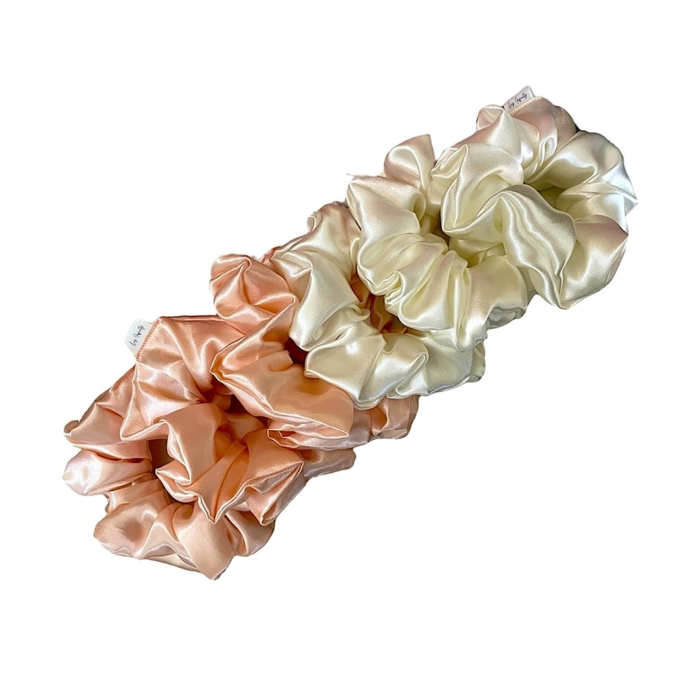 6pcs Ivory & Rose Satin Scrunchie